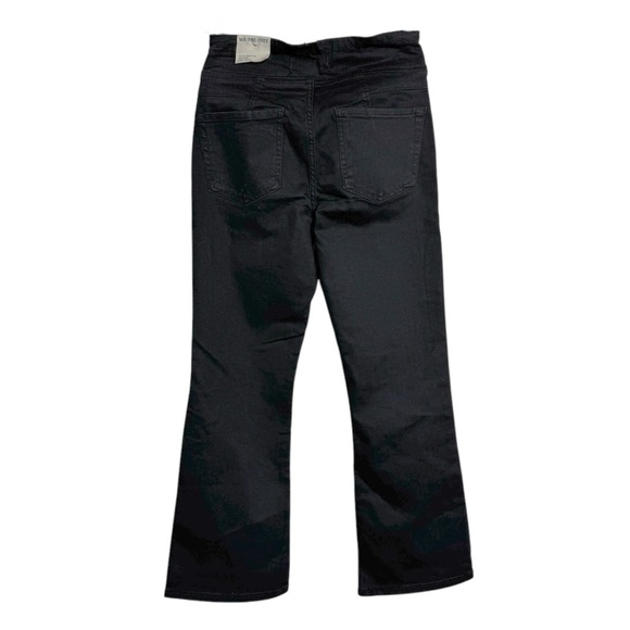 Free People Black Pull-On Cropped Slim Flare Jeans Pants XS Elastic Waist NEW - Picture 2 of 5